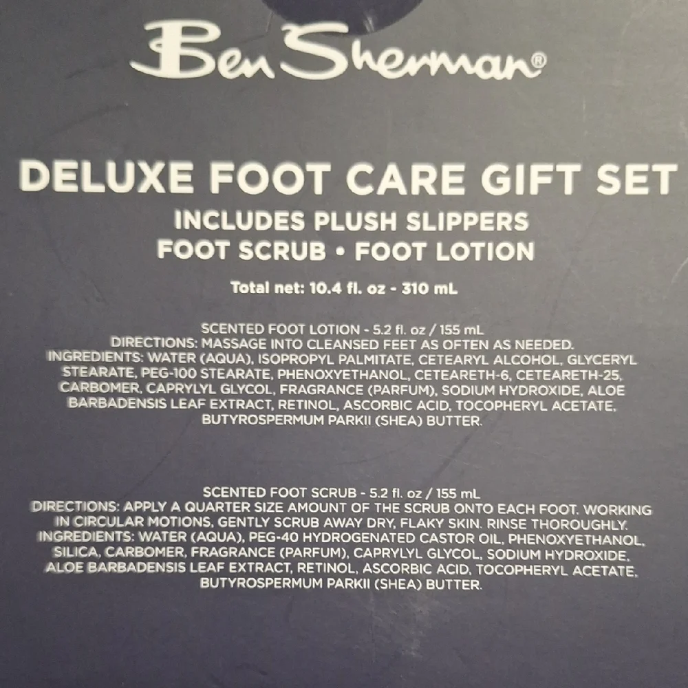 Ben Sherman Foot Care Collection-Scrub Lotion Navy Blue Slippers Size 10